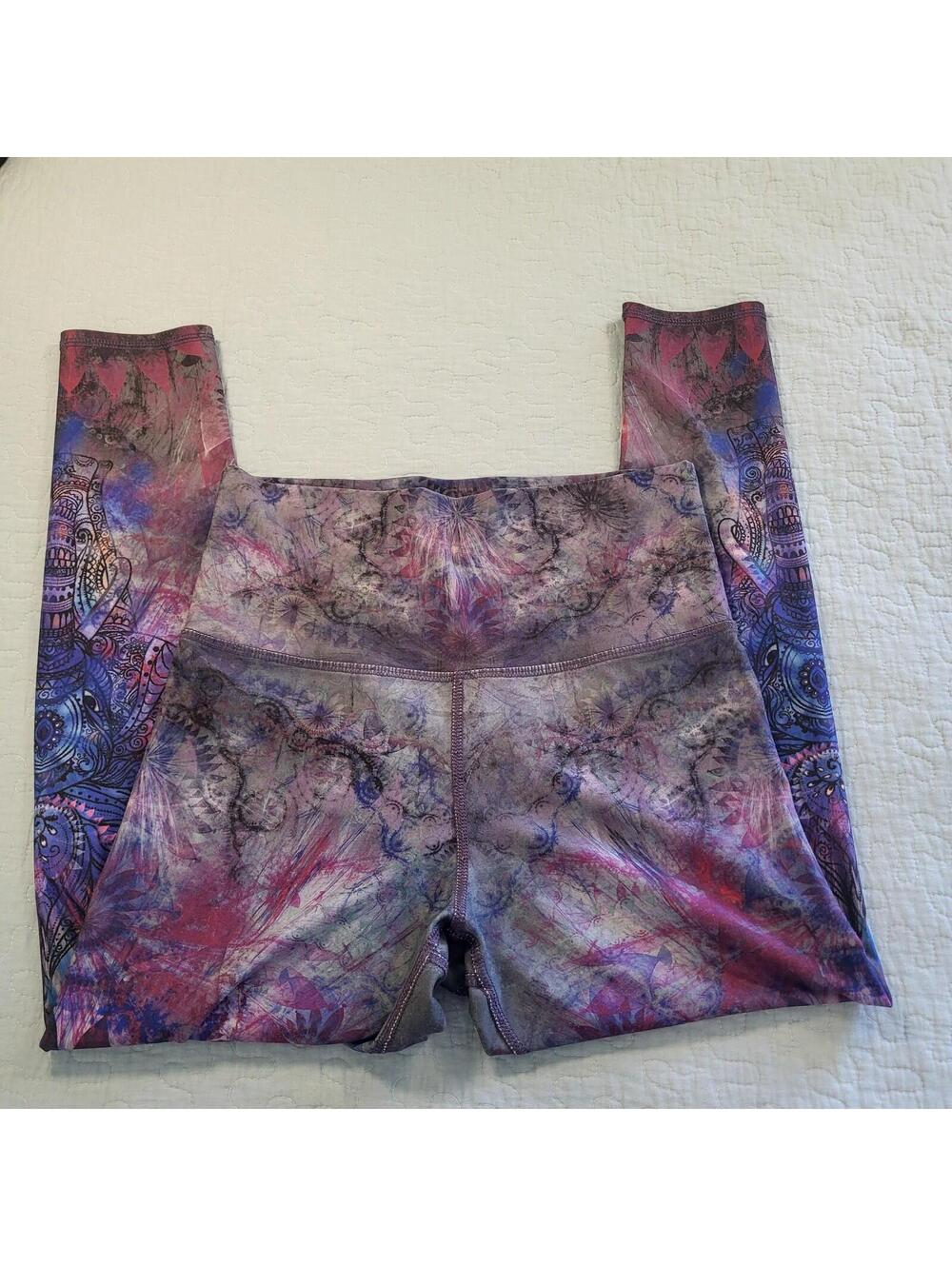 Evolution and Creation Metallic Elephant Print Active Yoga Leggings women's Med